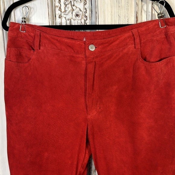 Red Suede Five Pocket Jeans Straight Leg Fully Lined Size M-L VINTAGE - Picture 2 of 10